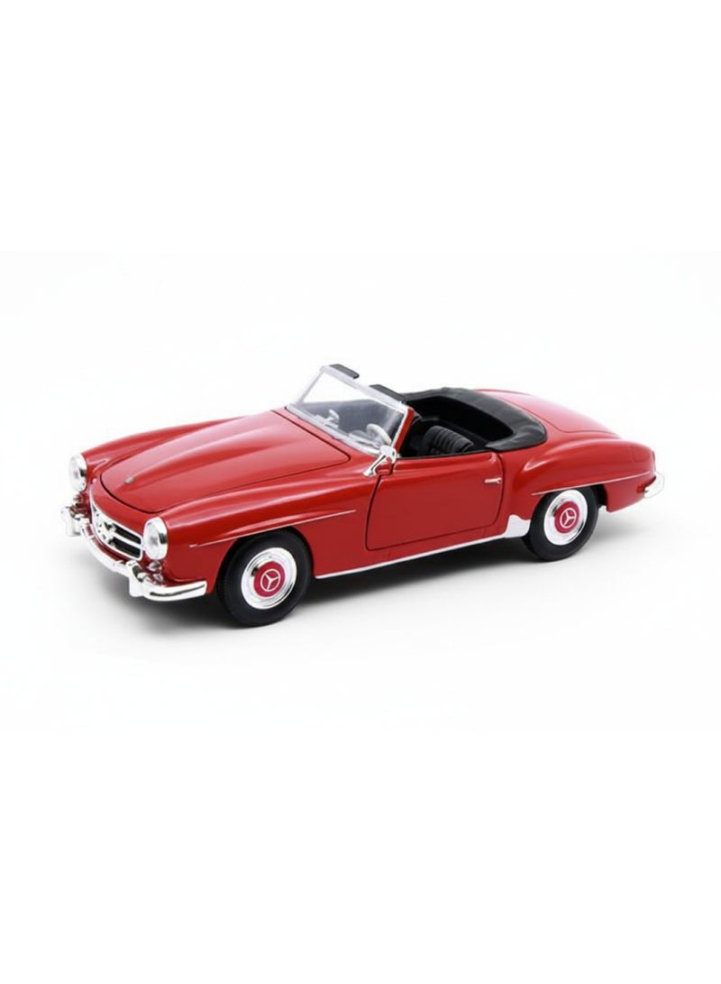 Welly Vintage 1:24 Scale Mercedes-Benz 190 SL Roadster Die-Cast - Classic Red Convertible Heritage Model - Image 1